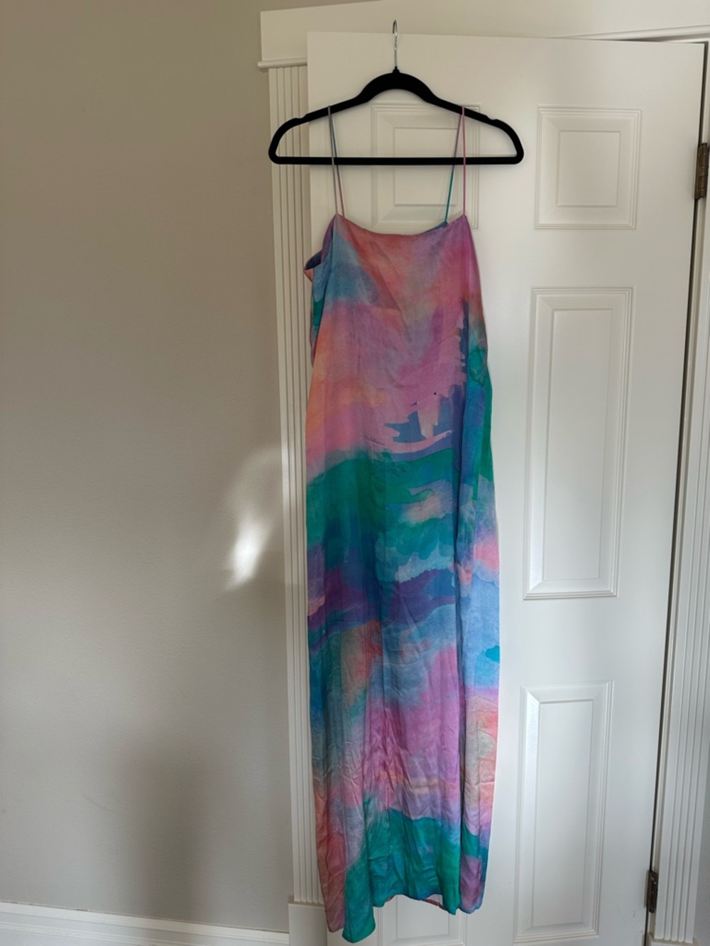 Yellow the Label watercolor Maxi Slip Dress in Pastel Rainbow